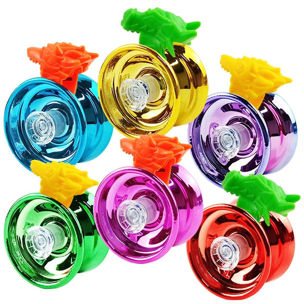 6PCS Responsive High-SpeedAlloy Yo-Yo CNC Lathe with String for Boys Girls Children 6 Colors