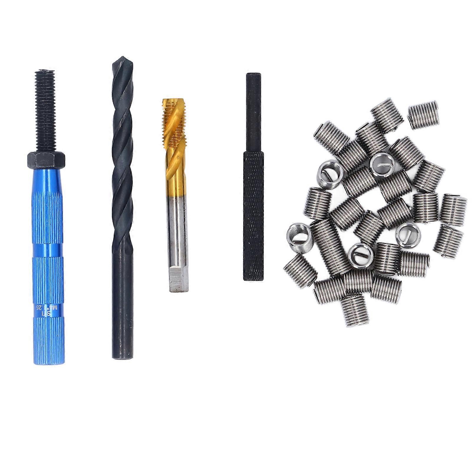 34Pcs Kit d’insertion de réparation de filetage métrique en acier inoxydable M8 x 1,25 x 2D outil d’installation d’insert de filetage