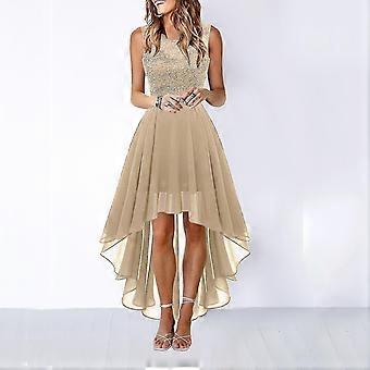 Lace Dress Bow Belt Elegant Irregular Length Dresses For Women Wedding  Guest Sleeveless Bridesmaid Cocktail Party Dress - youanan | Fruugo UK