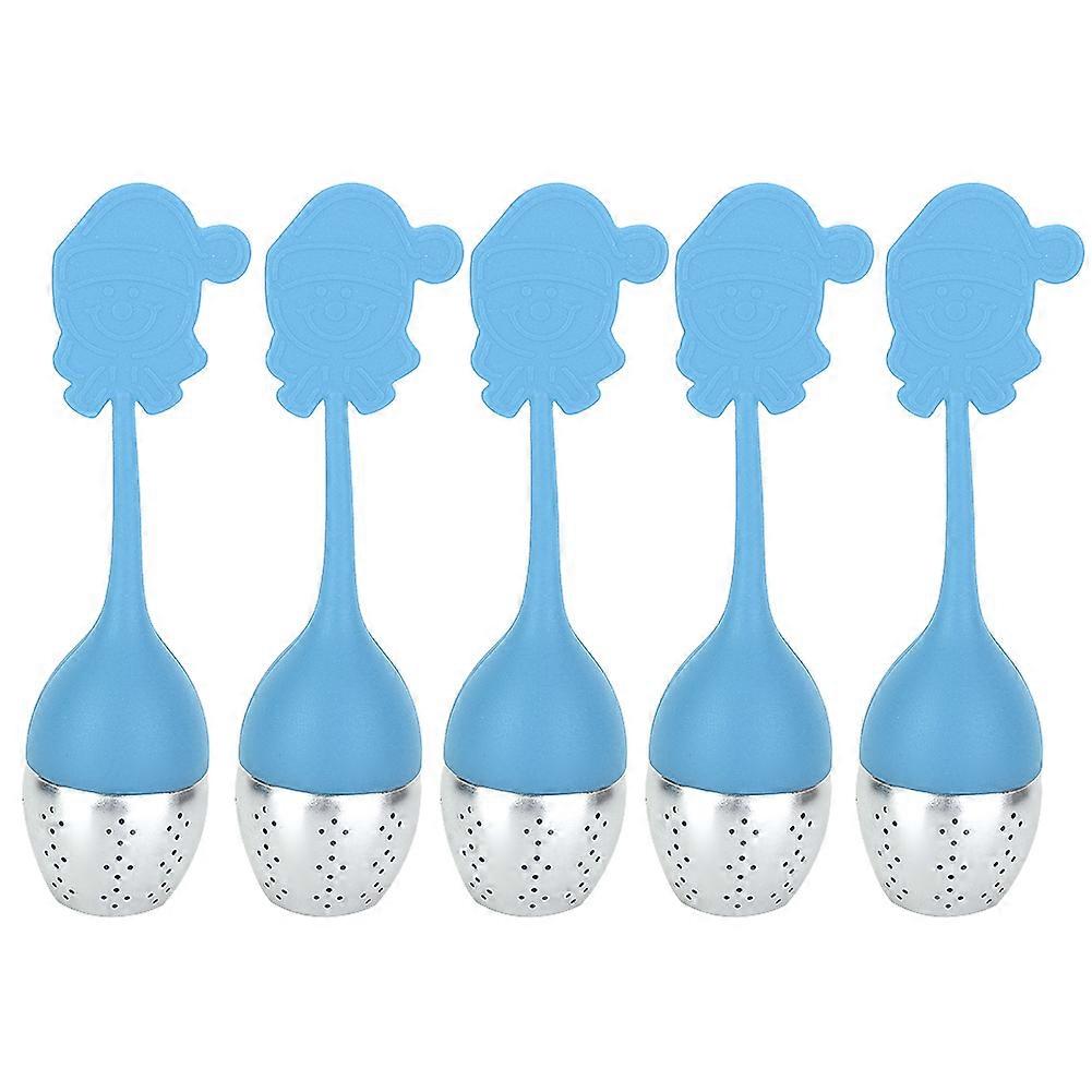 5Pcs Innovative Shape Silicone Tea Infuser Strainer Filter for Home Tea Making (Blue)