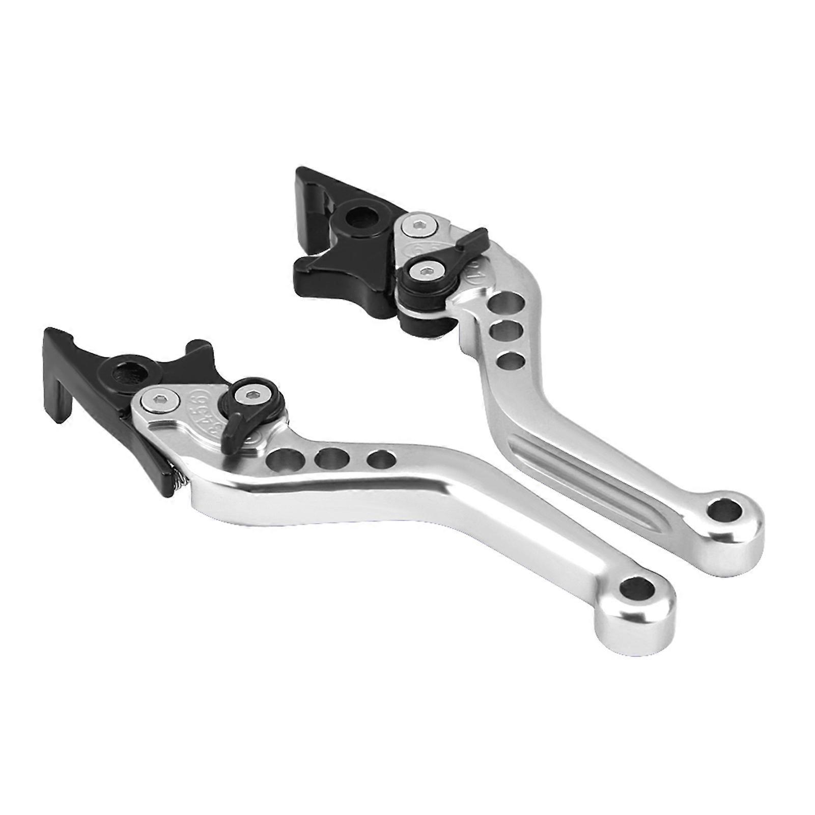 1 Pair CNC Aluminum Motorcycle Scooter Modification Double Disc Brake Lever Silver NO.92641