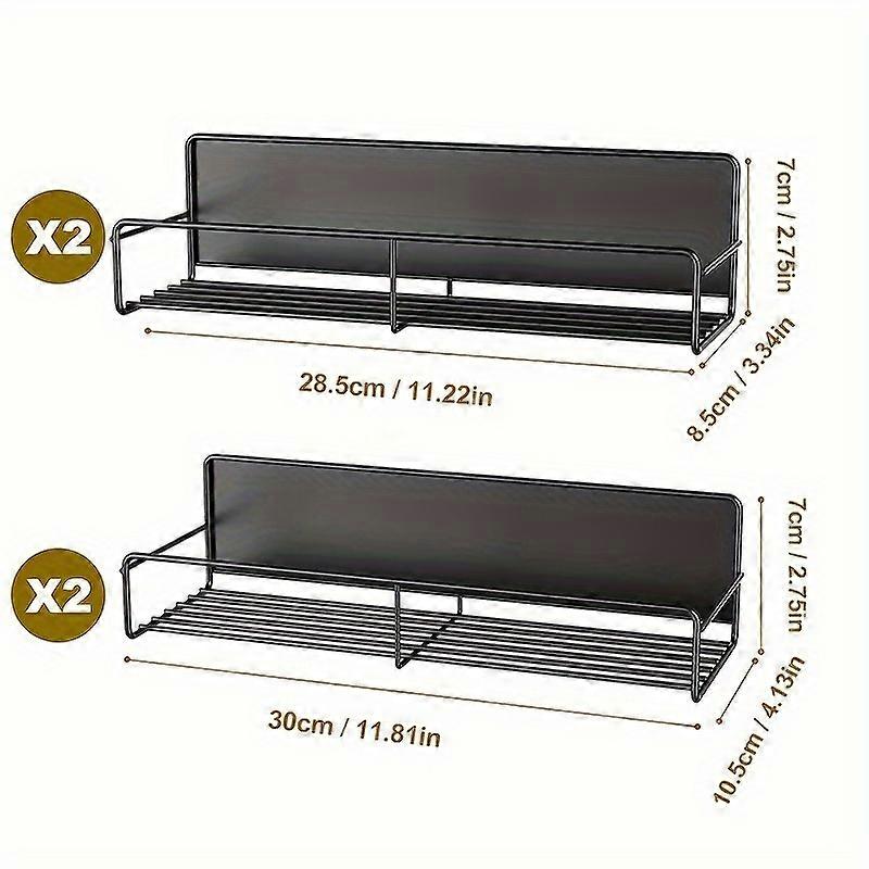 4pcs/set Magnetic Refrigerator and Washing Machine Storage Rack - Punch-Free Metal Rack for Easy Organization