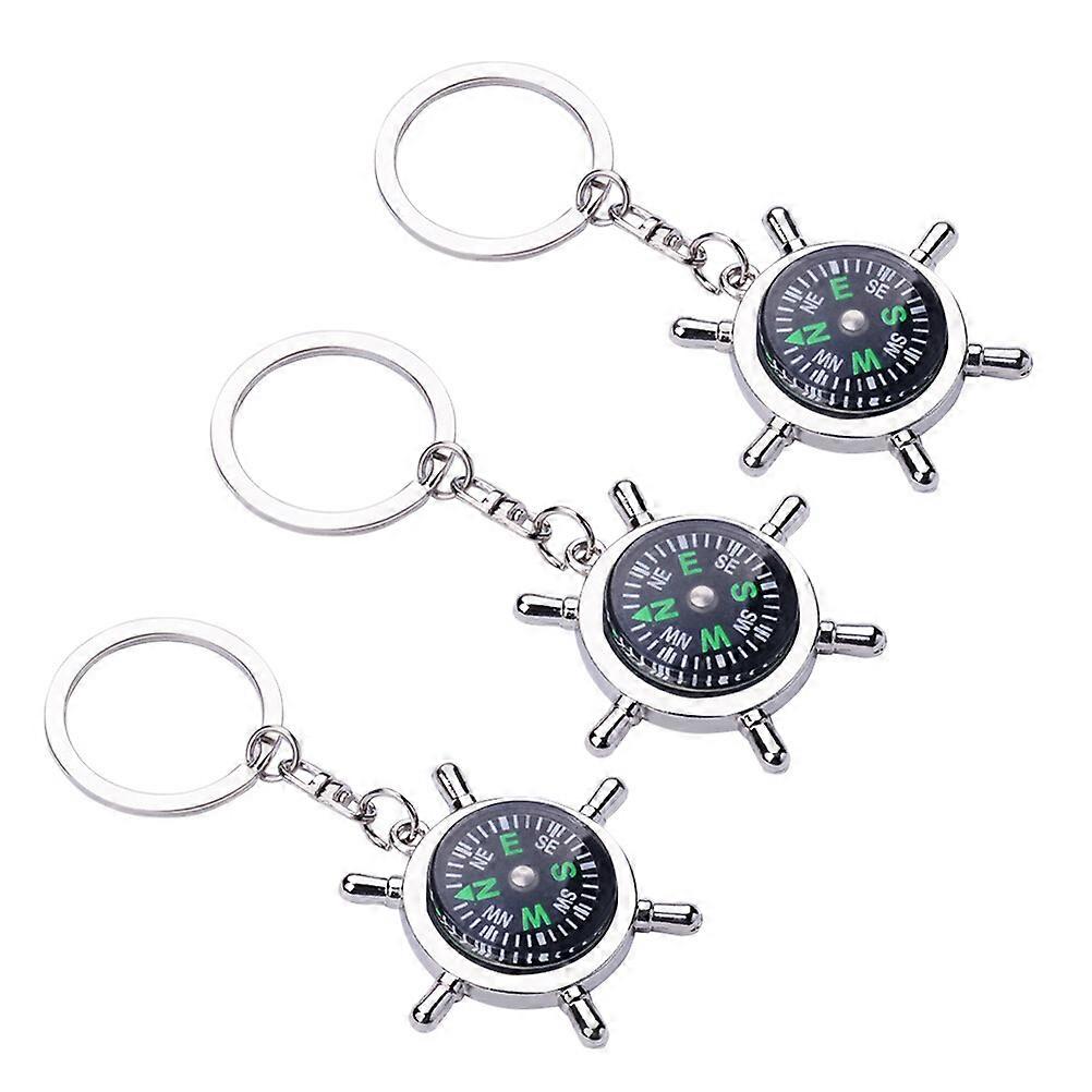3 Pcs Car Compass Key Holder Key Fob Compass Key Chain Backpack Purse Key Ring