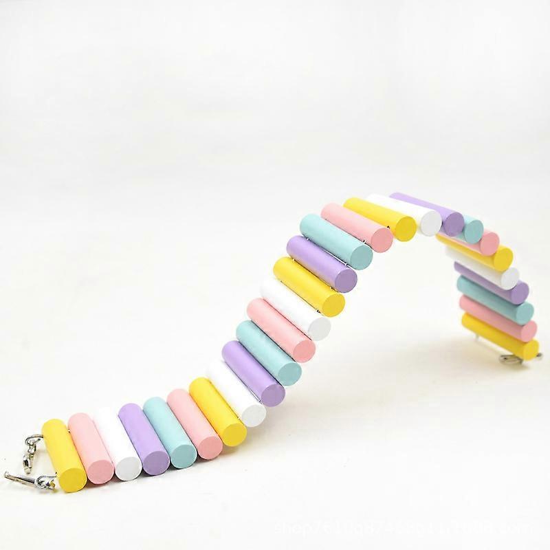 Wood Hamster Arch Bridge Bendable Colorful Small Animal Climbing Ladder for Hamsters Mice Rabbits Colorful Arch Bridge Climbing Ladder 6x40cm/2.4x1.6i