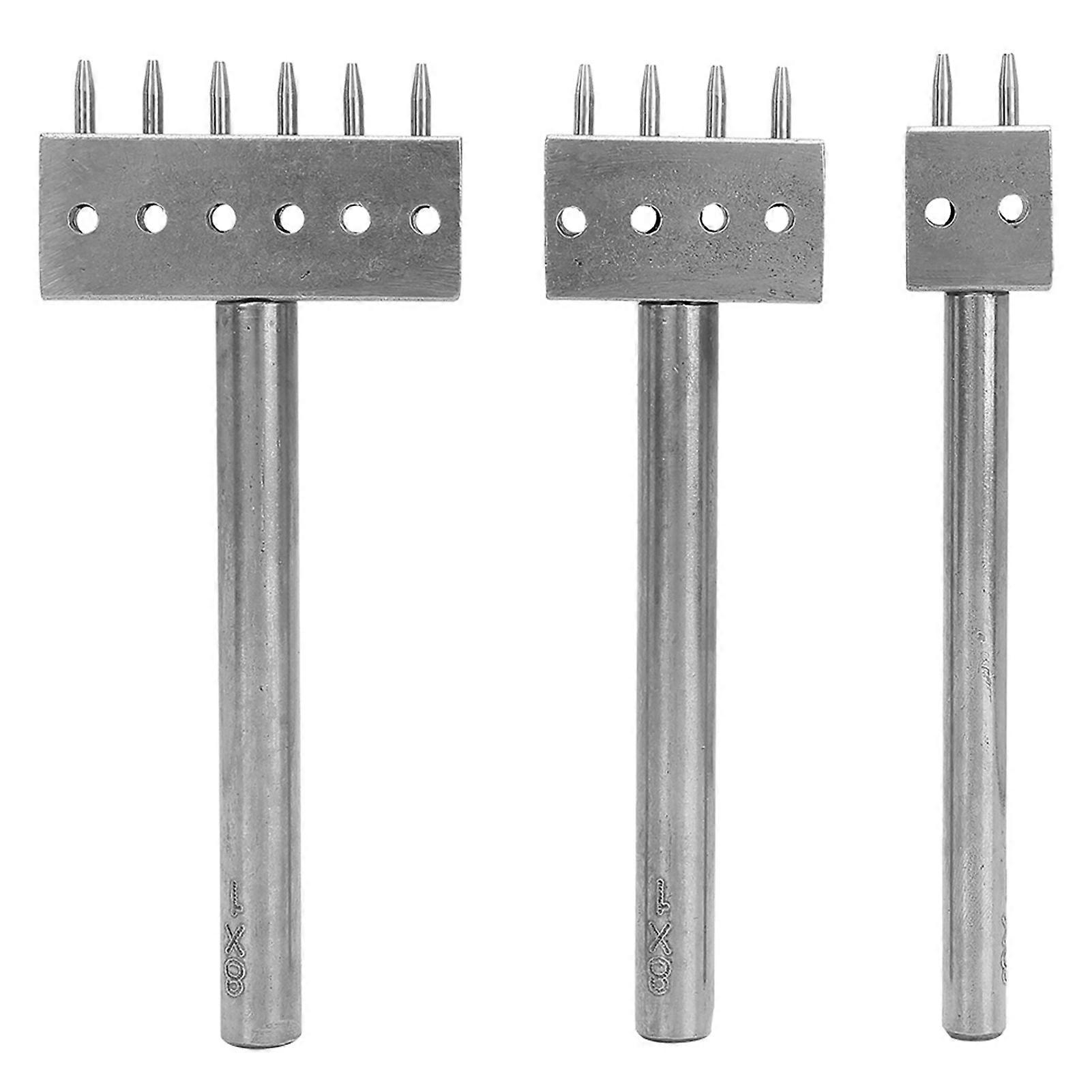 3PCS Avstånd Stans Verktyg DIY Läder Hantverk Hålslagning Set Bälte Hålslagare (8mm2 + 4 + 6)