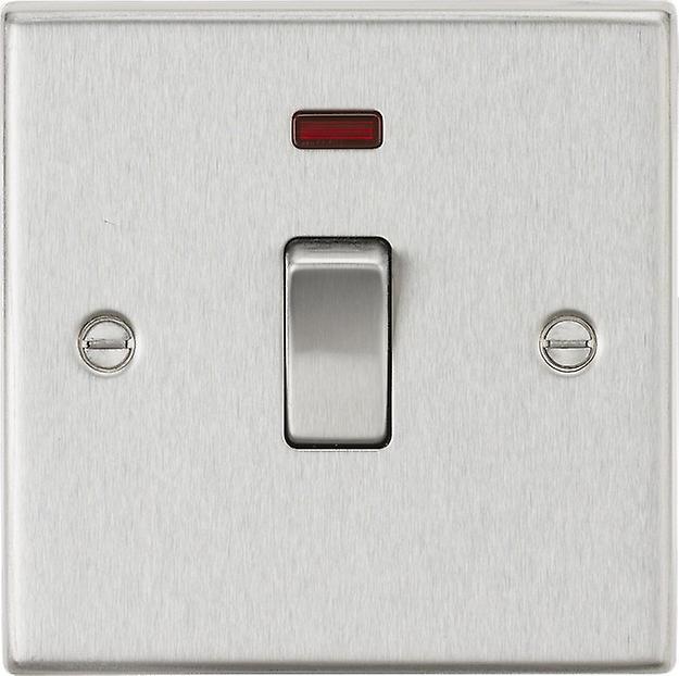 Knightsbridge 20A 1G DP Switch with Neon - Square Edge Brushed Chrome - CS834NBC