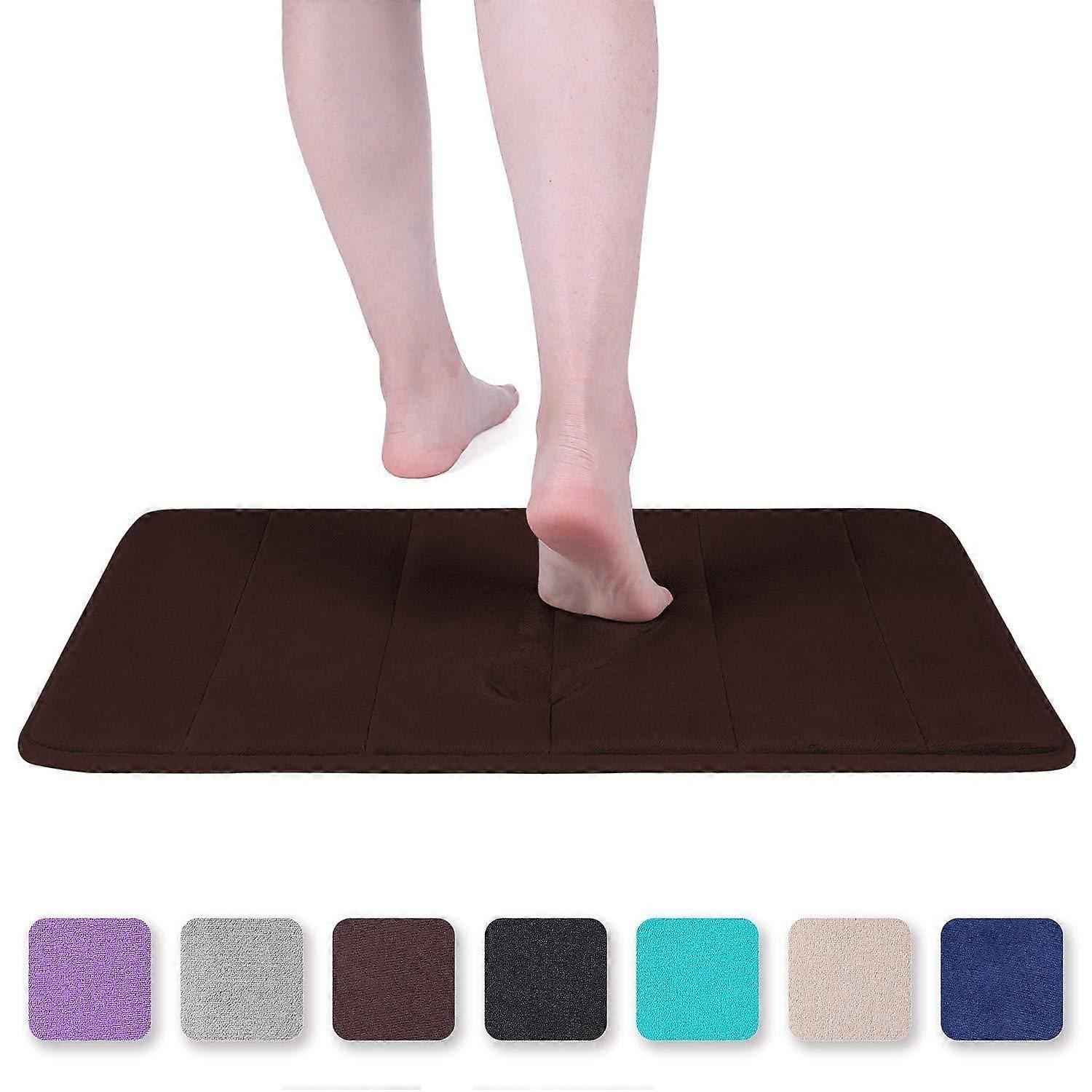 Doormat Memory Foam Bath Mat Non-Slip Absorbent Bath Mat Washable Bath Mat - 40 x 60cm, Brown
