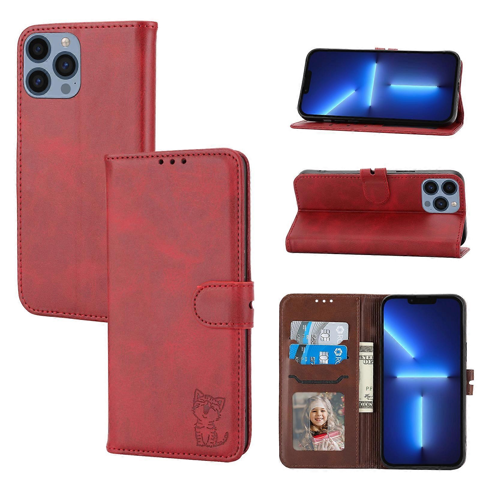 Happy Cat Leather Phone Case For iPhone 16 Pro