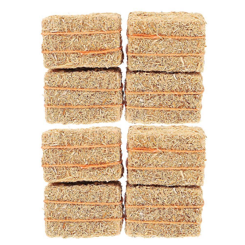 8Pcs Doll House Straw Bale Model Farm Harvest Scene Mini House Haystacks