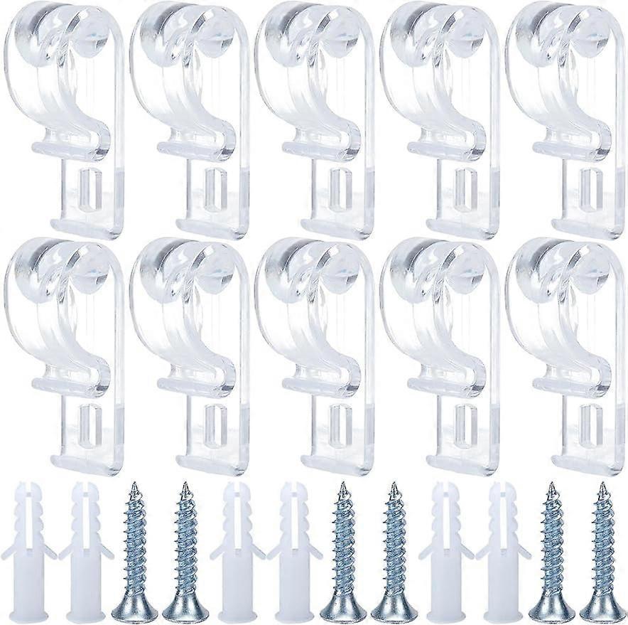 8Sets Blind Safety Clips Roller Shade Clear Safety Chain and Cord Guide Fixation Hook Safety P-Clips with 8 Screws + 8 Plastic Pillars