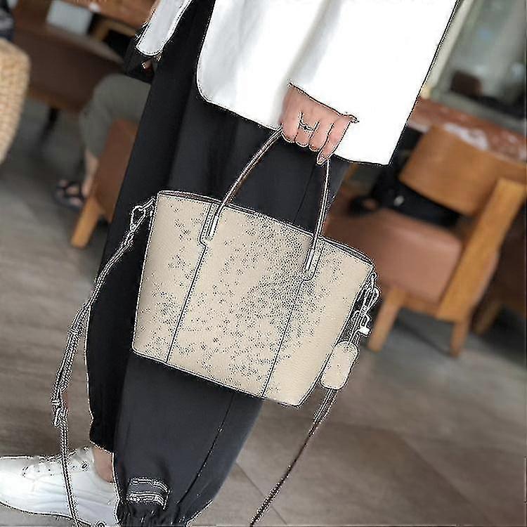 Damhandväska i läder, kohud, nischväska, stor kapacitet, pendlarväska, axelväska