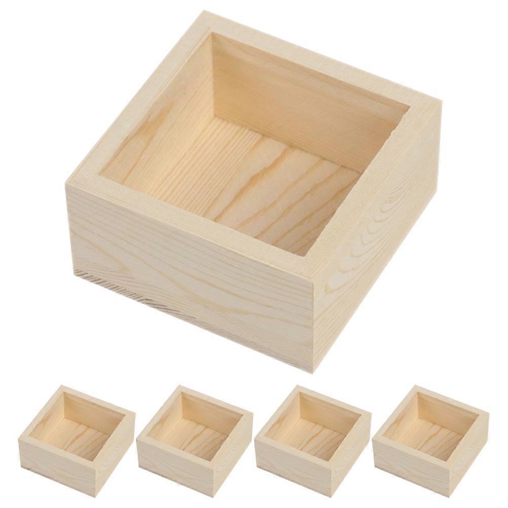 5Pcs Unfinished Storage Boxes Wood Planter Box Unfinished Boxes Table Storage Boxes