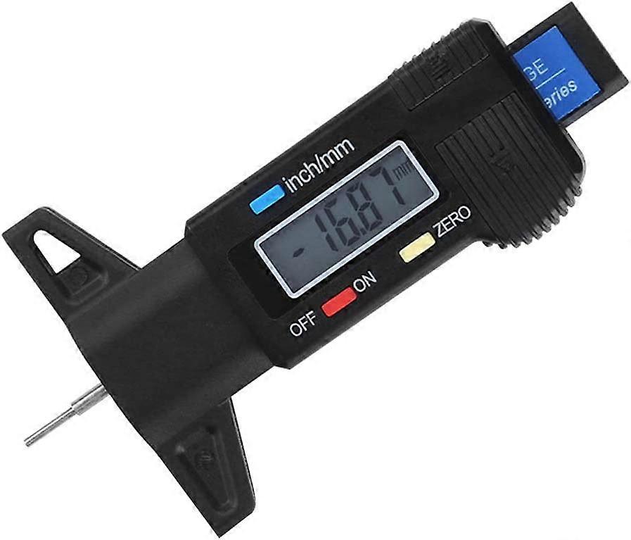 Digital Tire Caliper Depth Gauge Tire Tread Depth Gauge, Lcd Metric/Inch 0-25.4Mm Gauge With Battery, Universal For Auto Motorcycle Vans Trucks