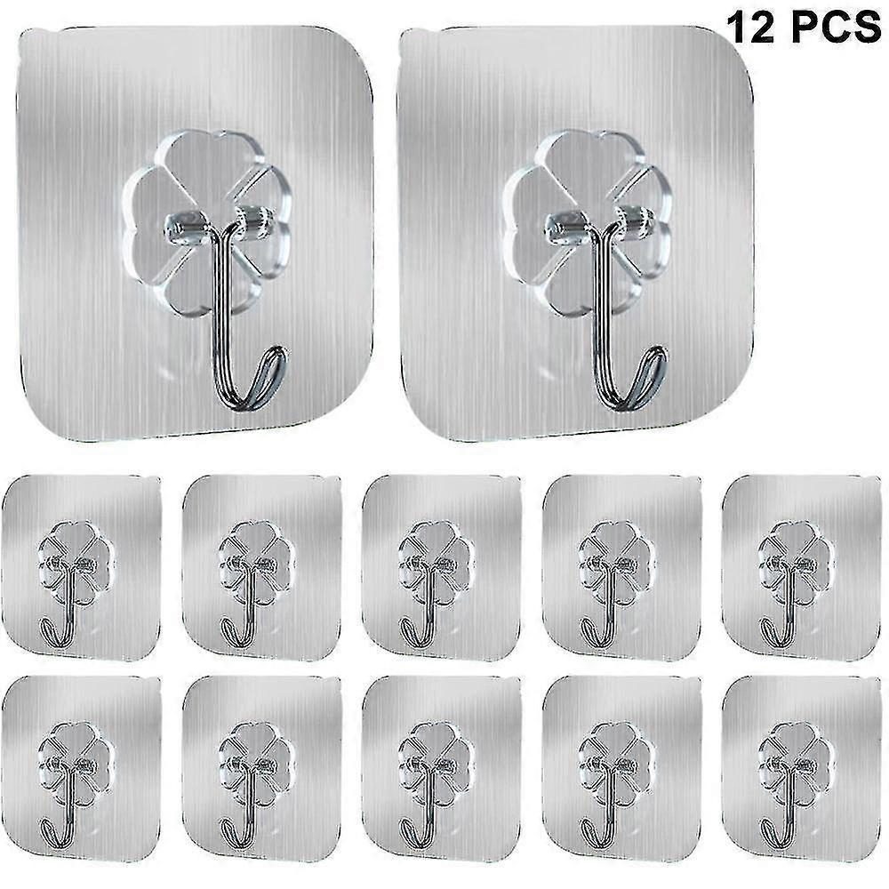 12packs Adhesive Wall Hooks Heavy Duty Wall Hangers Without Nails Seamless Scratch Hooks For Hanging