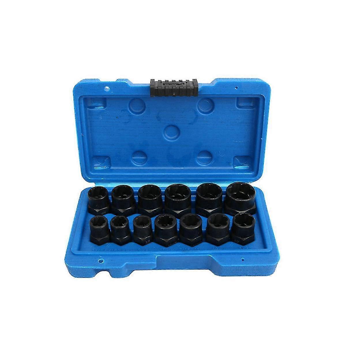 13-piece Screw Remover Socket Hexagon Screw Tool Socket Bolt Nut Broken Wire Extractor Broken Nut B