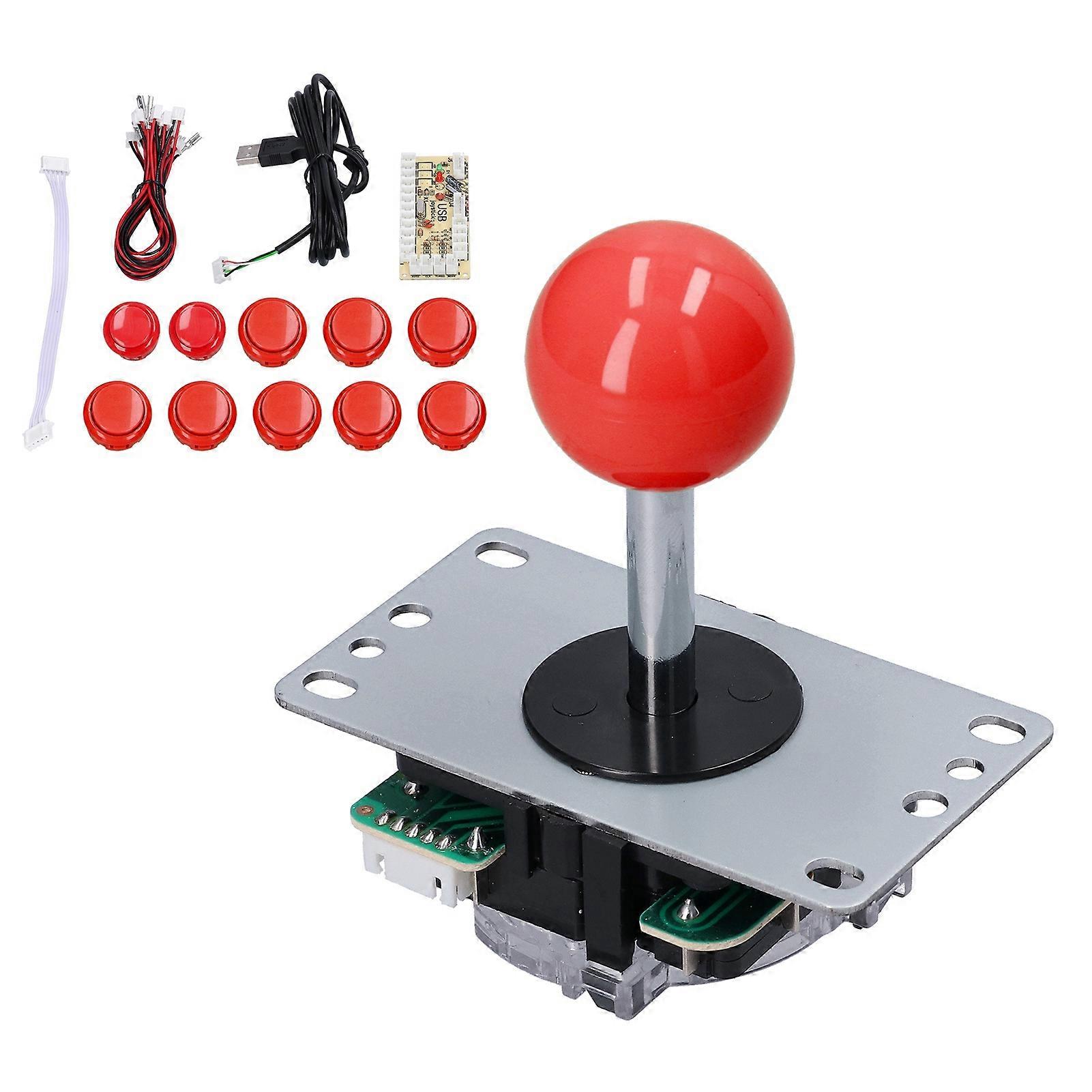 QM070901 Arcade Game Joystick Kits Zero Delay Arcade Game DIY Kit Parts with Encoder Board 10 Buttons Joystick for MAMERed NO.5969