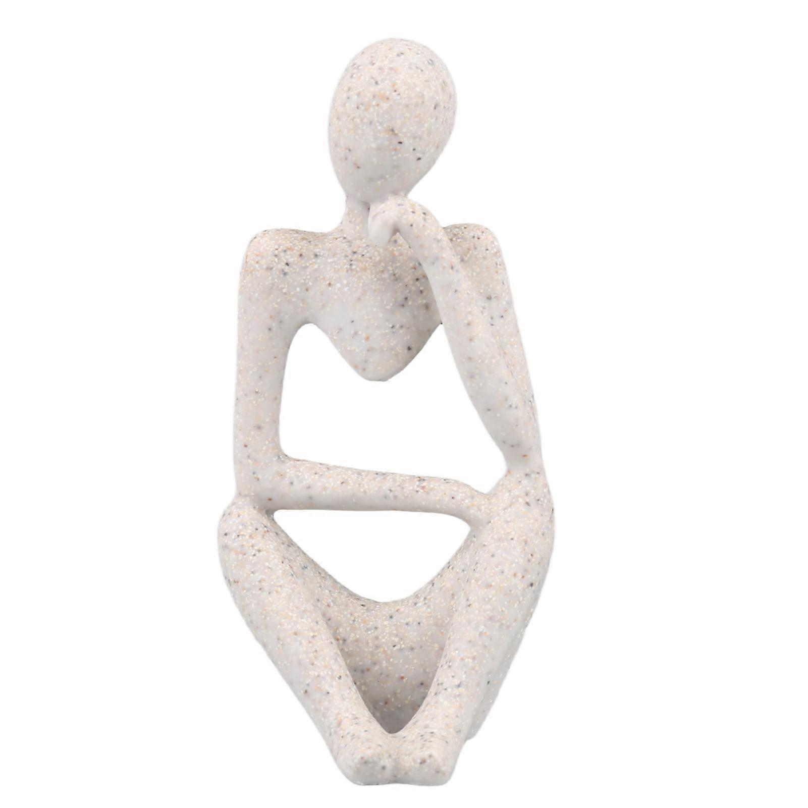 Resin Thinker Statue Abstract Thinker Figure Thinker Style Decoration for Living Room Office Book Shelf Sandstone Left