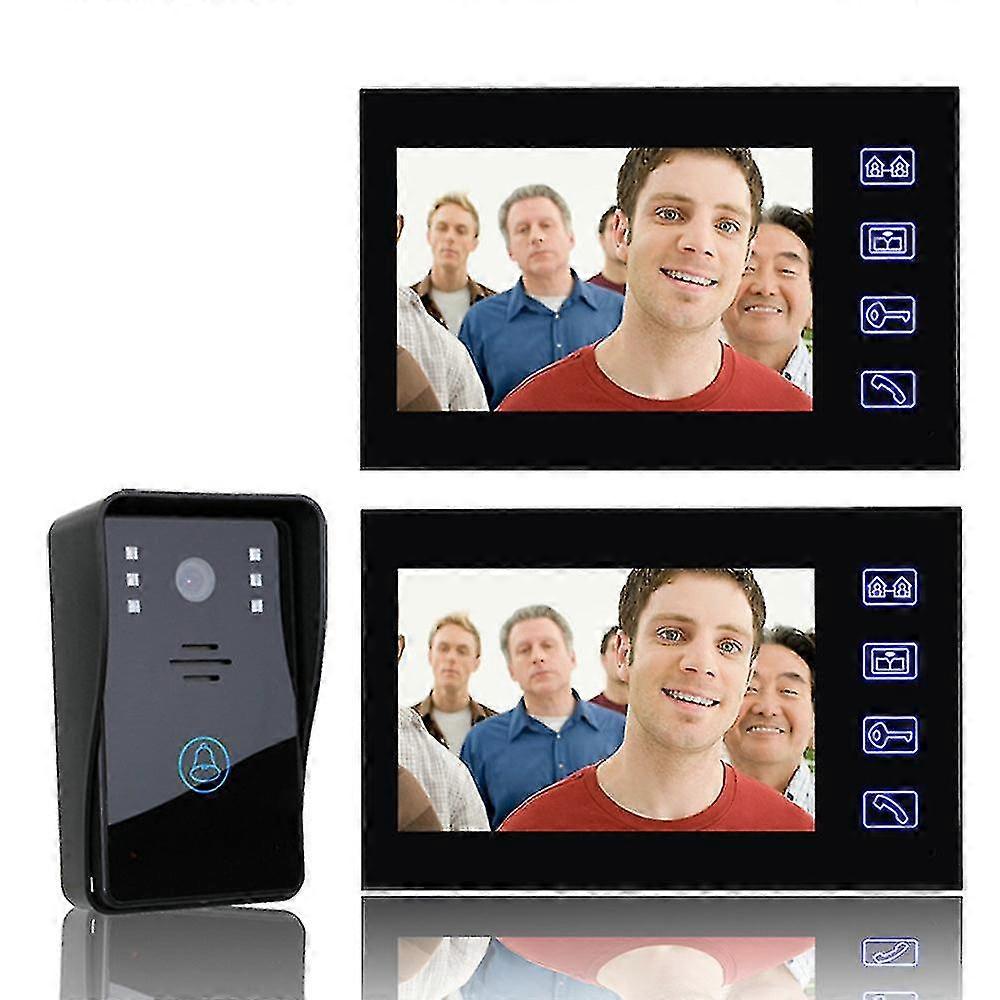 7 tommer videodørtelefon dørklokke intercom kit 1-kamera 2-skærm nattesyn med ir-cut 1000tvl kamera A