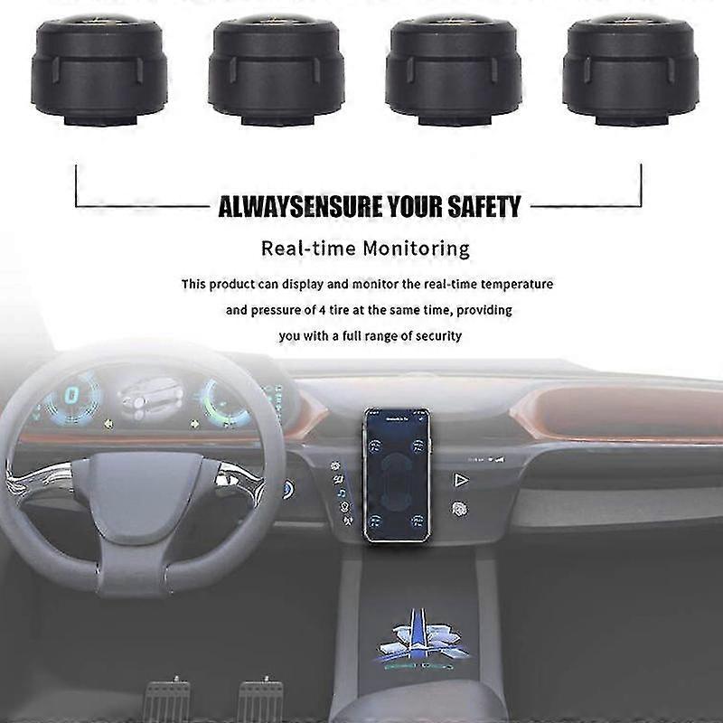 Bluetooth 5.0 Car Tpms Tire Pressure Alarm System Sensor Android/ios ...