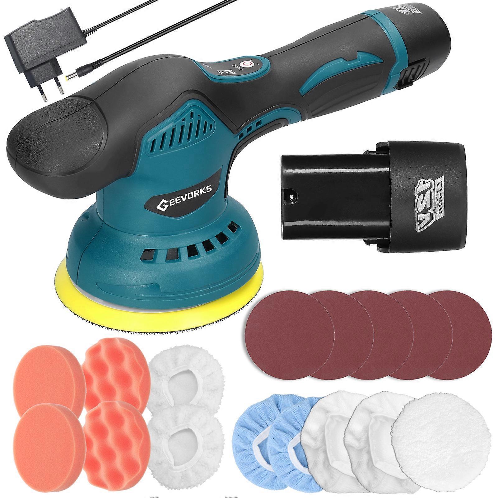 Cordless Eccentric Car Polisher 8 Gears of Speeds Adjustable Electric Auto Polishing Machine Multifunctional Metal Waxing Wood Grinding Rust Removal M