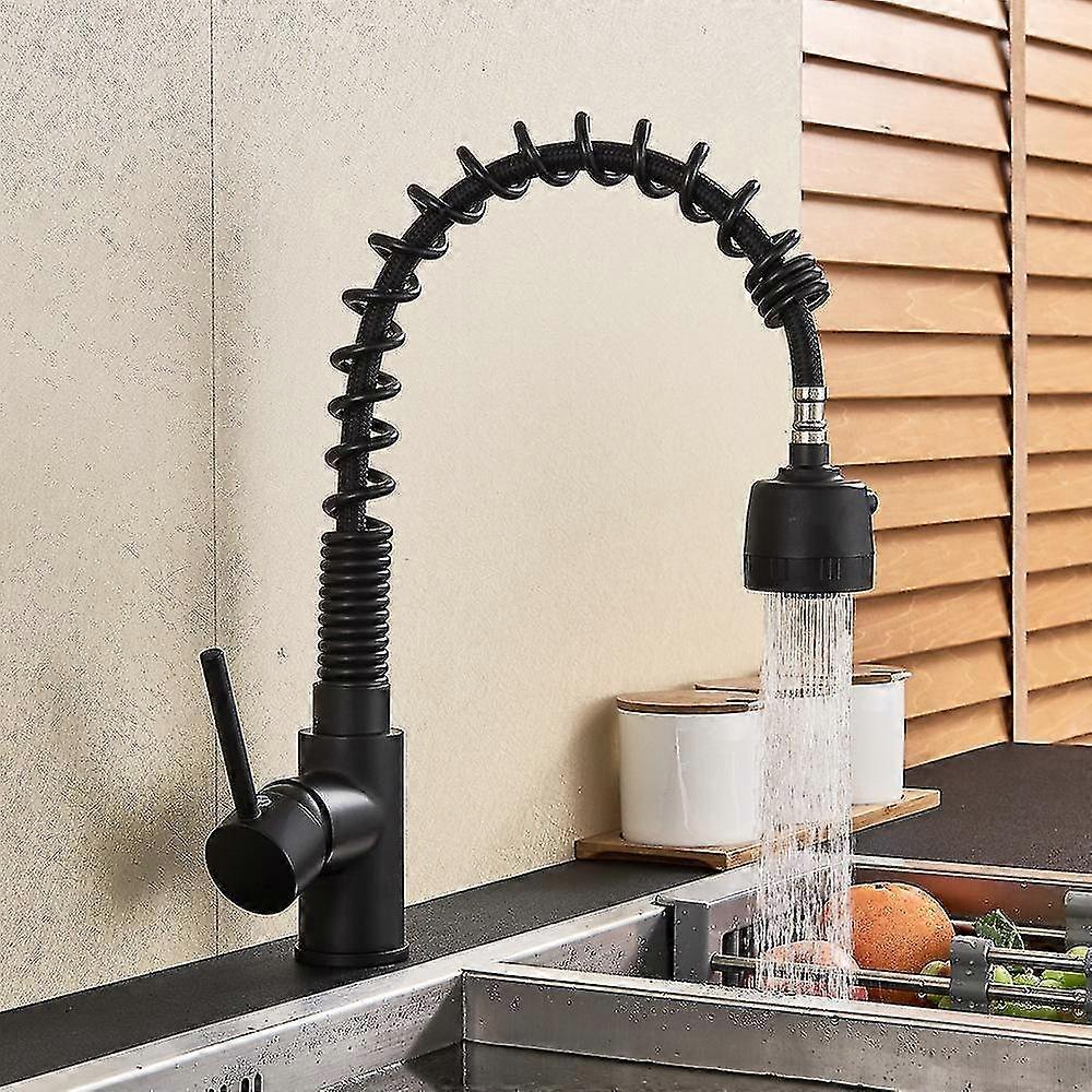 Black/brushed Kitchen Taps,modern High Arc 2 Function Kitchen Taps With Pull Out Spray,spring Single Lever Single Hole Pull Out Kitchen Sink Tap