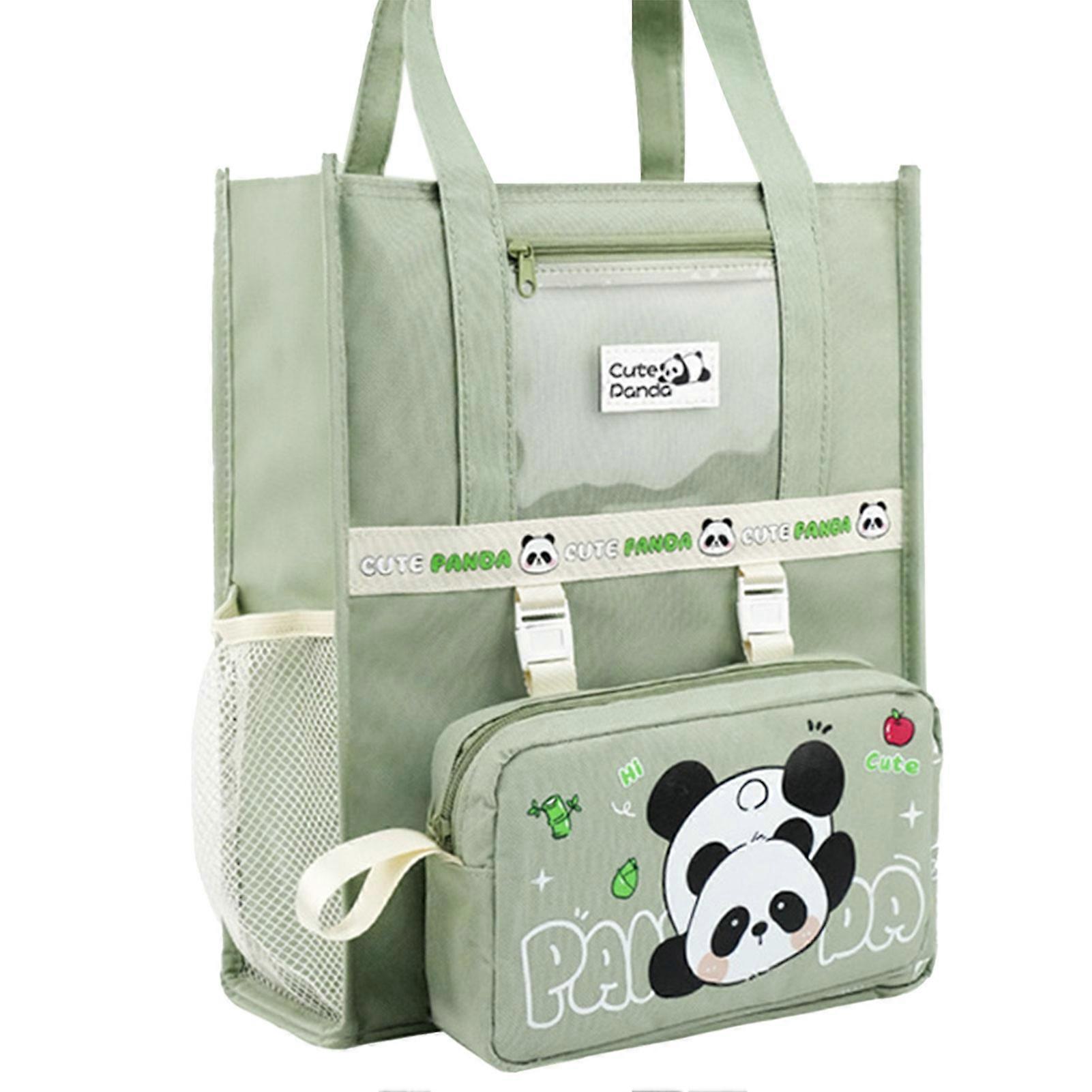 Cute Panda Handbag Lightweight Cartoon Tote File Bags Multifunctional School Books Pouch