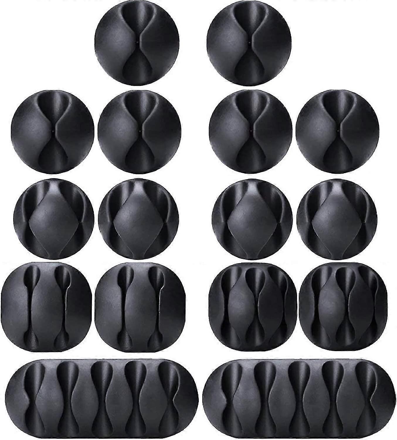 Cable Clips,16 Pack Black Adhesive Cord Holders, Ideal Cable Cords Management Fo