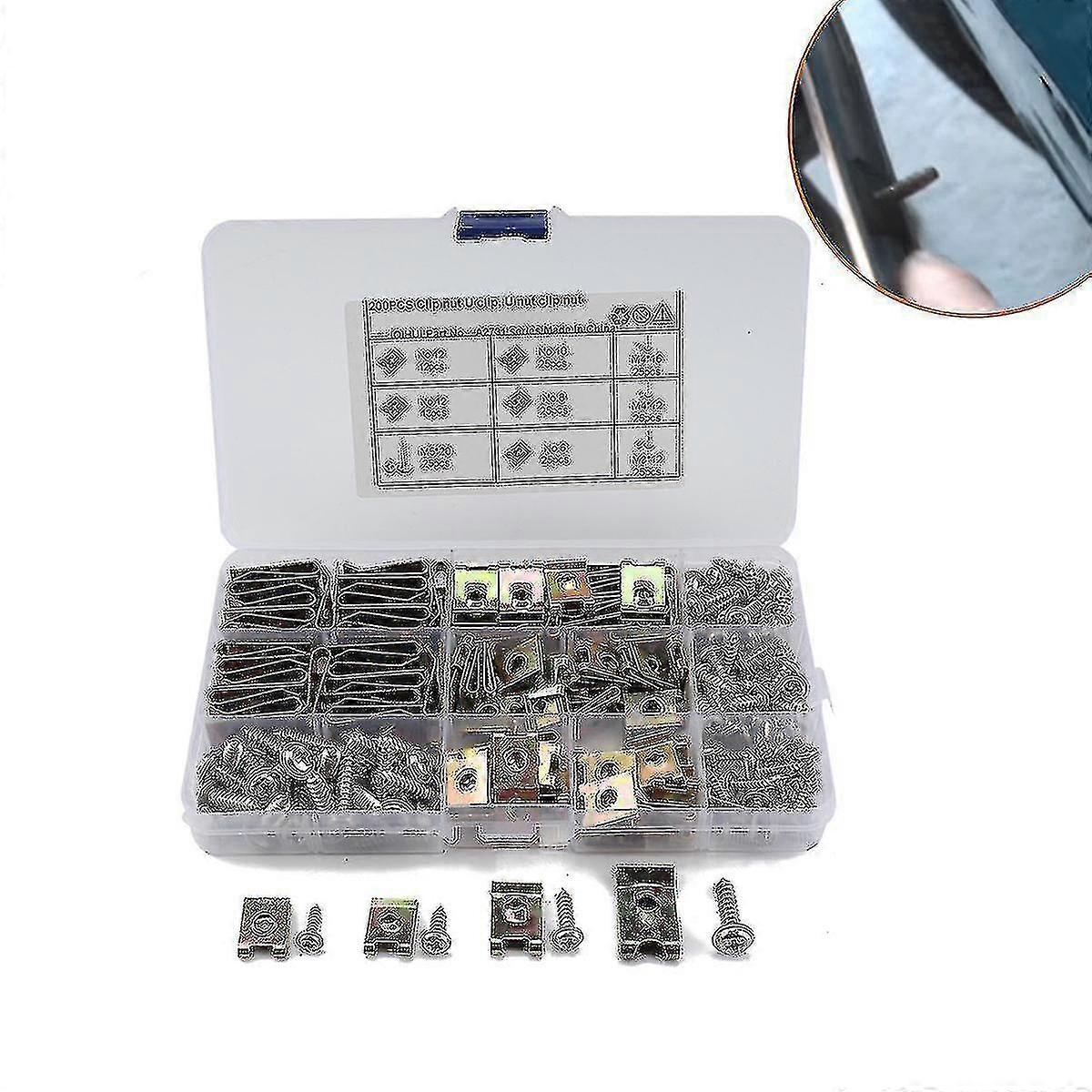 Carbon Steel U-clip, U-shaped Threaded Hole Clip On Nut With Screws U-snap Nut With 6/8/10/12 Mounting Screw Kit
