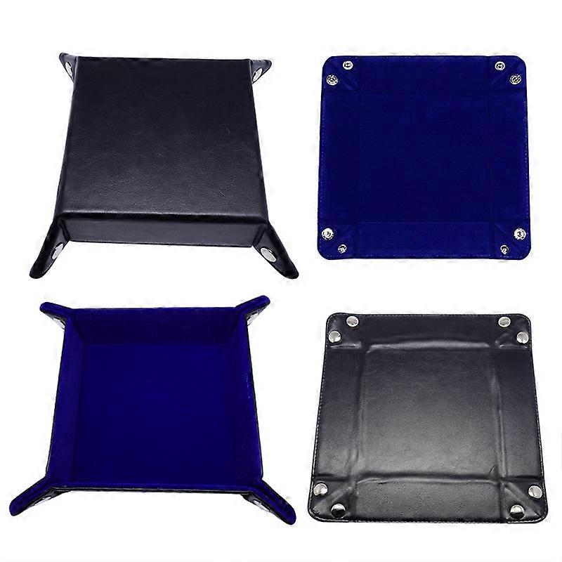 Dice Tray PU Leather Dice Rolling Tray Folding Square Stand for Dice Games