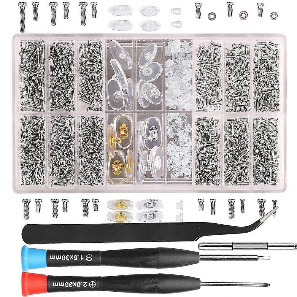 Eyeglasses Repair Tool Combo Set Eyeglass Screws Nut Nose Pads Screwdriver