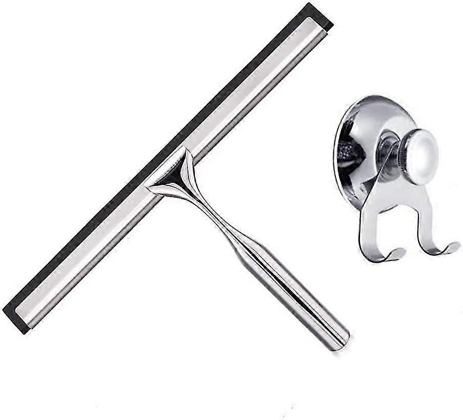 Shower Squeegee Stainless Steel Window Squeegee With Suction Cup Holder