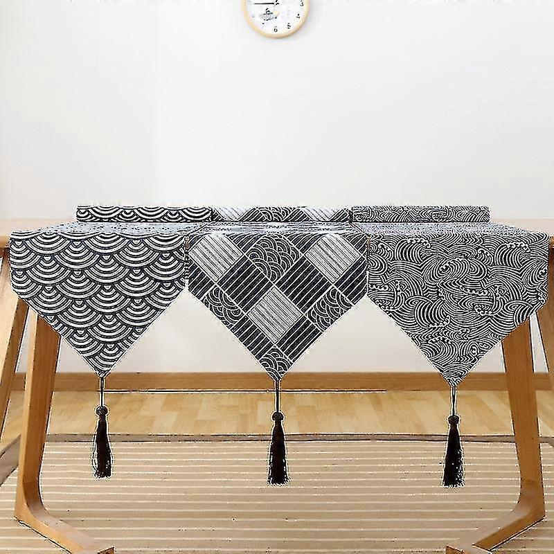 Wave Pattern Elegant Table Runner Tablecloth Simple Japanese Style Retro Wedding Decoration Hotel Dining Table Decor Table Art