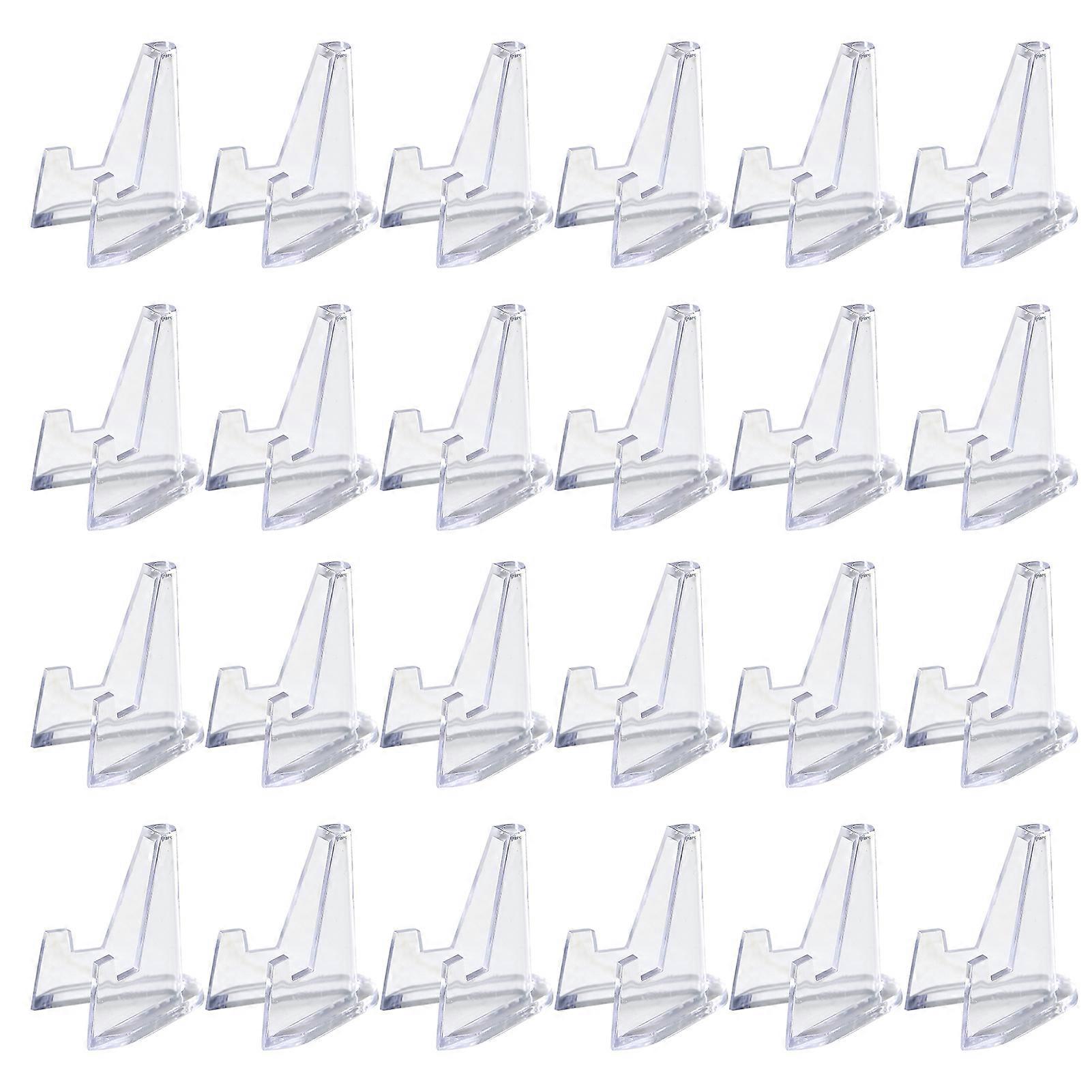24Pcs Clear Coin Stand Mini Stable Triangle Collection Card Photo Small Artwork Badge Commemorative Medal Display Holder Show Rack