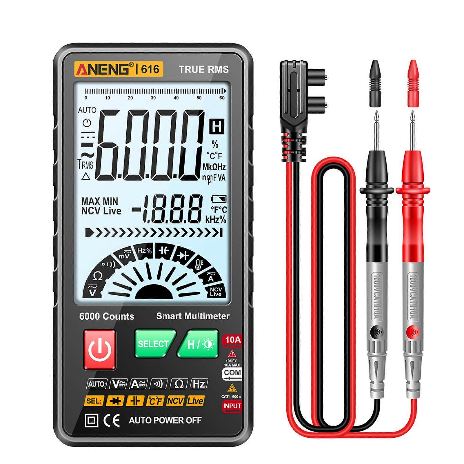 616 Smart Digital Multimeter Auto Range 6,000 Counts NCV Universal Meter True RMS Tester Voltmeter Ammeter