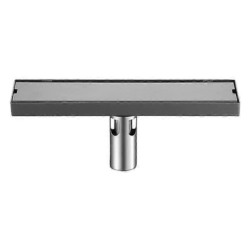 12" Linear Shower Drain, Flat & Tiled, Black304, Rectangular Shower Floor Drain, Black