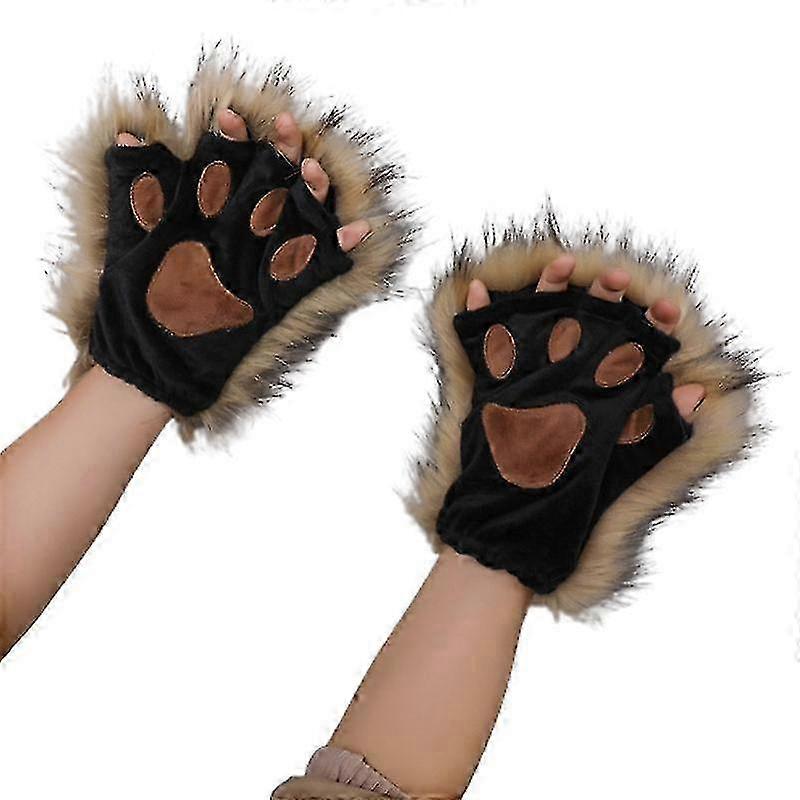 1 Pair Plush Wolf Paw Gloves Foxes Paws Costume Accessory For Halloween