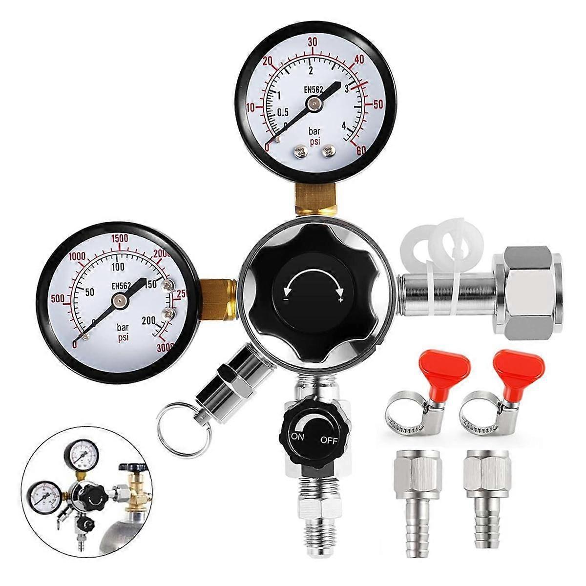 CGA-320 Regulator,Dual Stage Gauge Co2 Regulator for Kegerator Pressure Regulator with 1/4inch & 5/