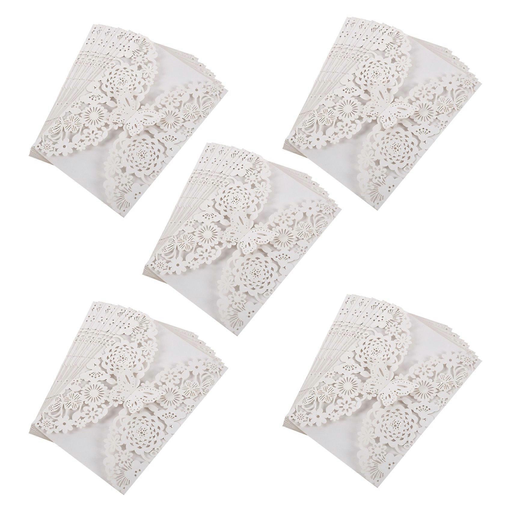 50Pcs/Set Delicate Carved Butterflies Romantic Wedding Party Invitation Card Envelope Invitations f