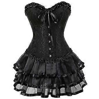 Seksikäs Korsetit mekot naisille Plus-koko puku Overbust Burlesque Korsetti ja Mini Hame Set Tutu Corselet