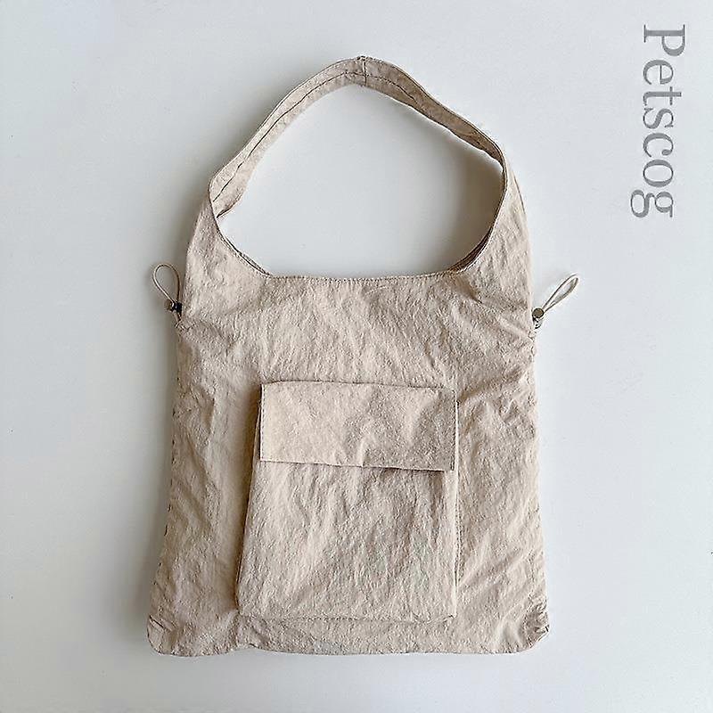 Handbag Simple Design Women's Shoulder Bag Nylon Large Capacity Drawstring Portable Handbags Korean Style Fashion Casual Tote Bags