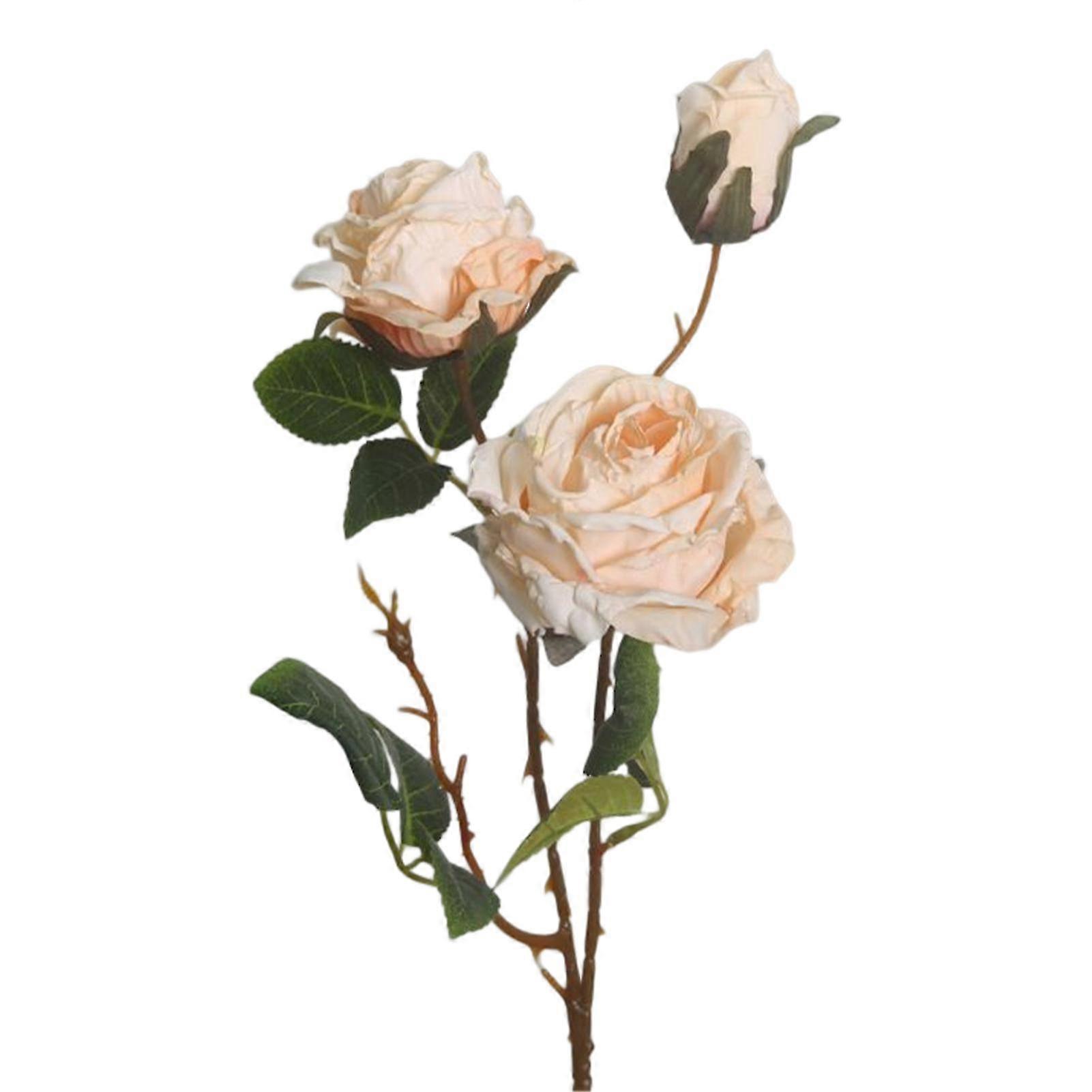 Artificial Rose Fake Three Roasted Edge Roses Simulation Flower Arrangement Decor For Home