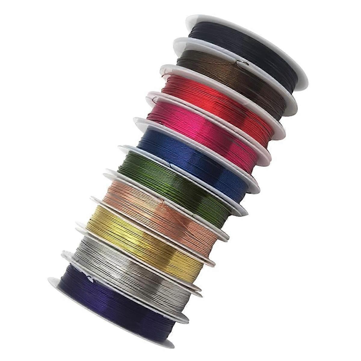 10 Packs Iron Wire 24 Gauge Mixed Colors Craft Jewelry Beading Wire for Beginner Practice 0.5mm