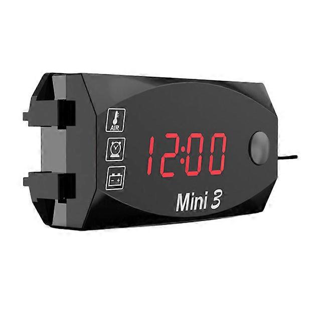 12V Motorcycle Electronic Clock Waterproof 3 in 1 Motobike Thermometer Voltmeter Digital Display Digital Voltage Meter