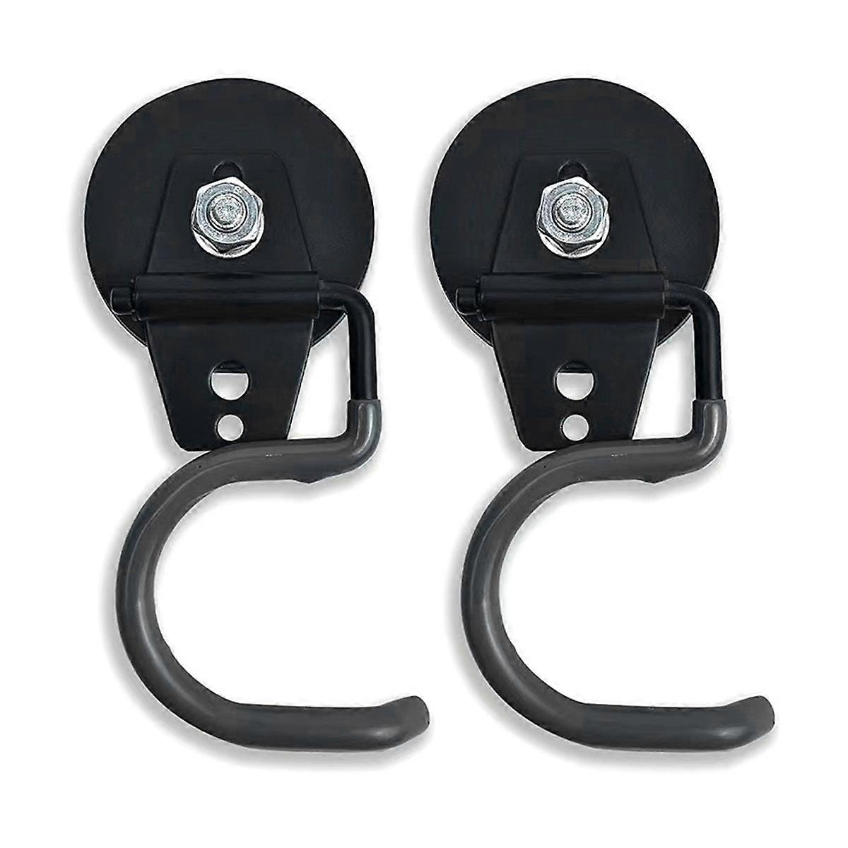 2 Pack Non-Slip Garage Storage Hooks Heavy Duty Strong Iron Magnetic Broom Mop Tool Holder Garden Hoe Holder Black