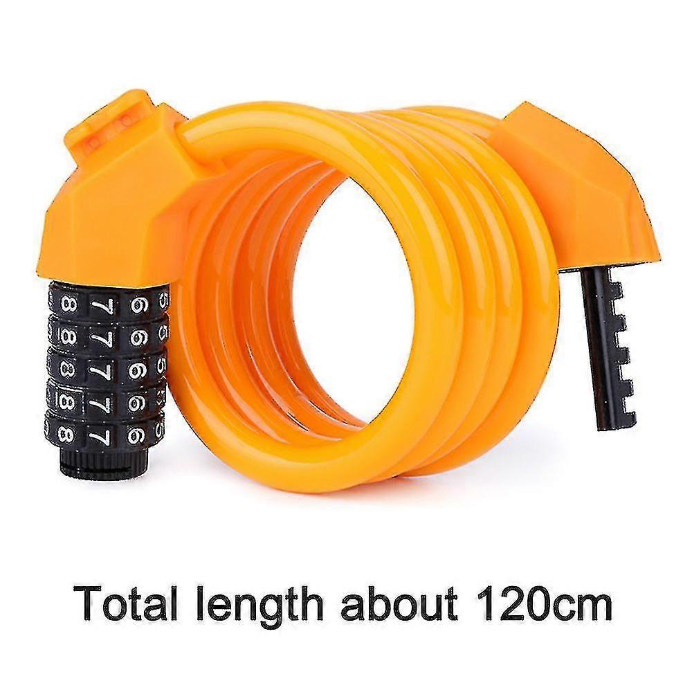 Bicycle Lock Riding Equipment Five-Digit Password Transparent Bold Steel Cable Waterproof Rust-Proof Mountain Bike Password Lock