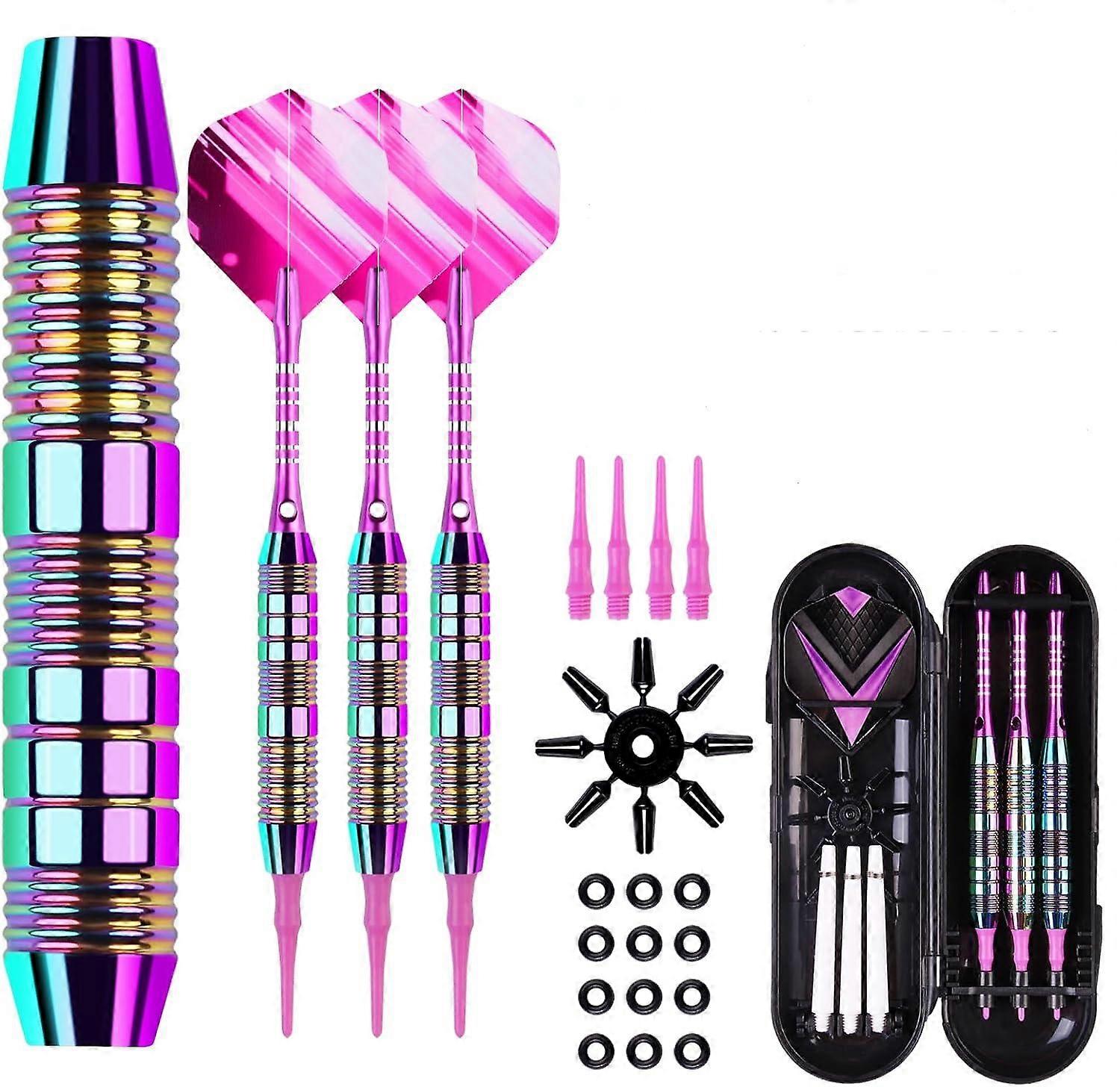Darts with Plastic Tip for Electronic Dartboard, Professional Soft Darts Set, 21 g Soft Darts Plastic Dart Tips and Anti-Loose Rubber RingsNew for 202