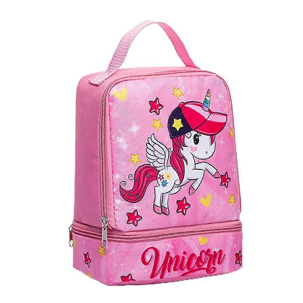 Kids Girl Frozen Cartoon Print Lunch Bag School Picnic Food Storage Thermal Bags Snack Box Reusable