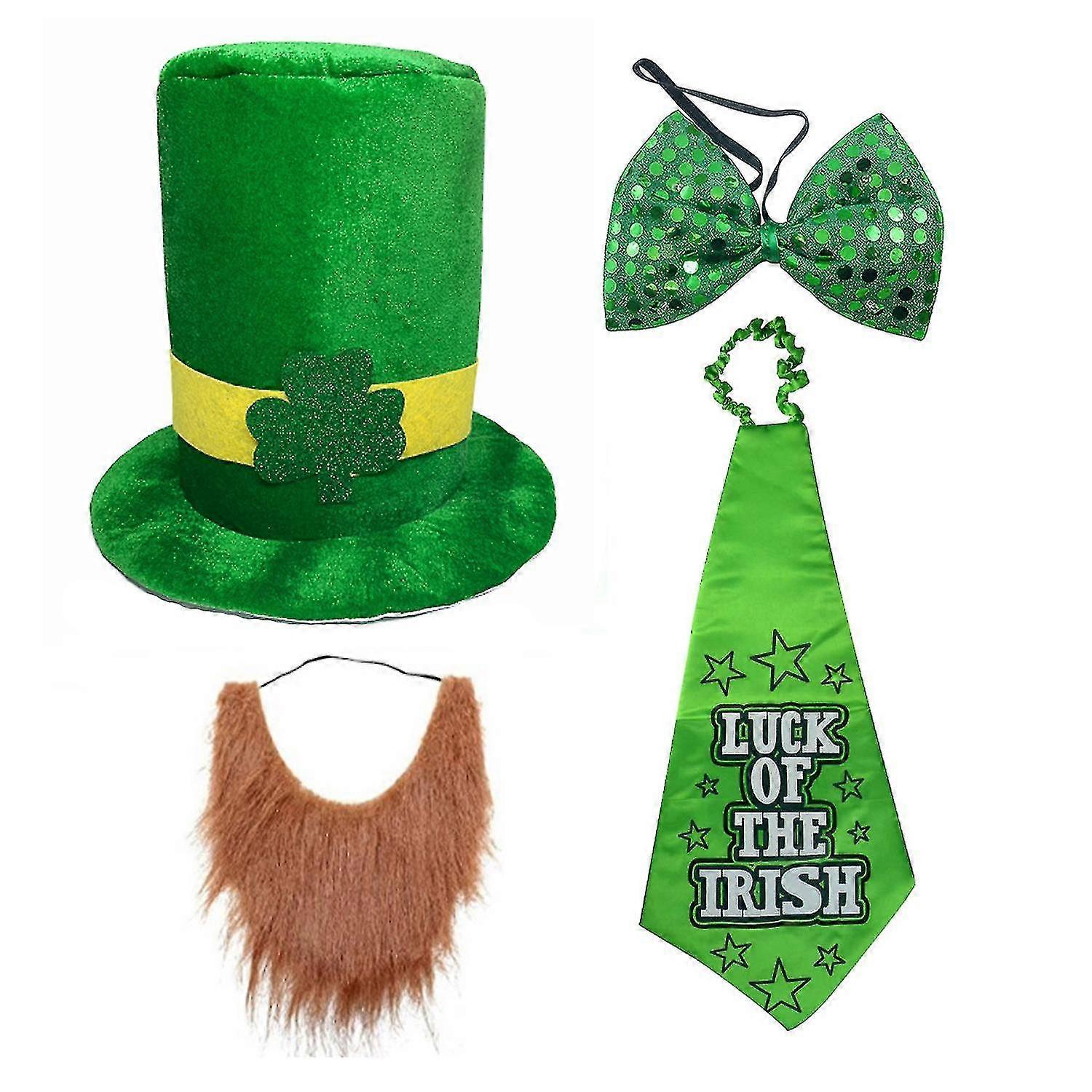 4pcs St. Patrick's Day Hat Mustache Bow Tie Props