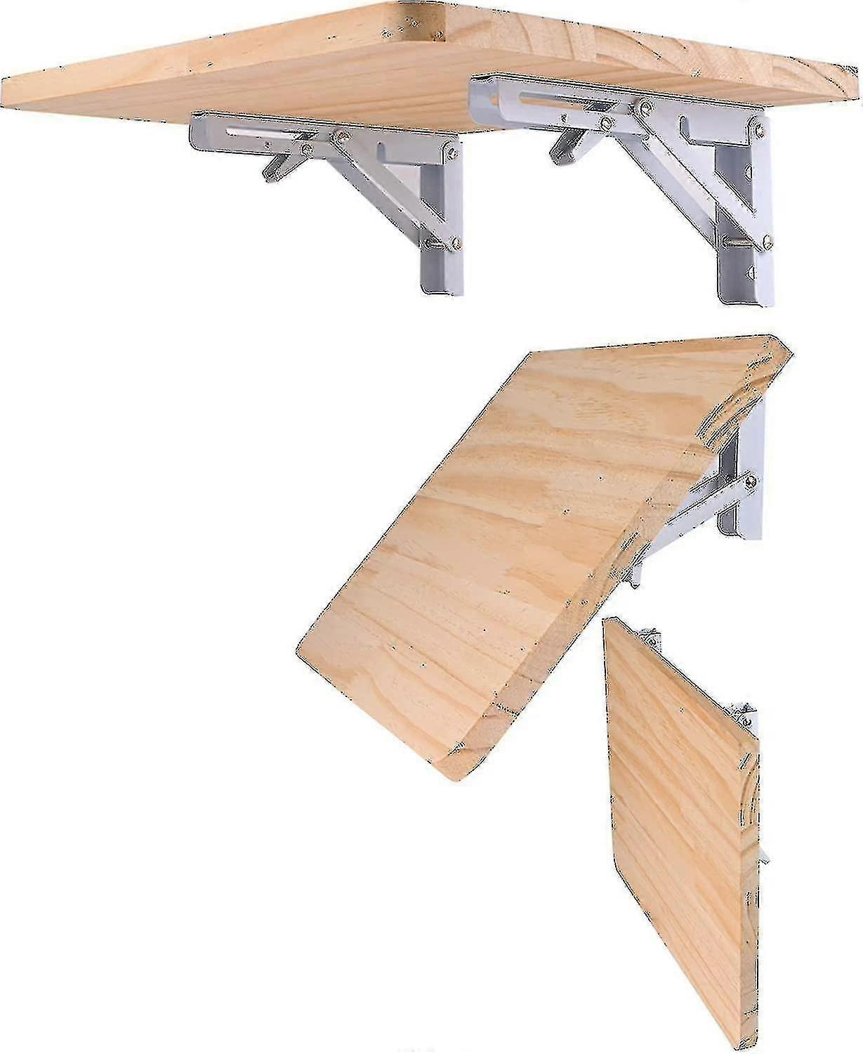 2 Pcs 12in Folding Shelf Brackets - Heavy Duty Metal Foldable Triangular Shelf Brackets, Diy Wall Mounted Folding Table Hinge-m