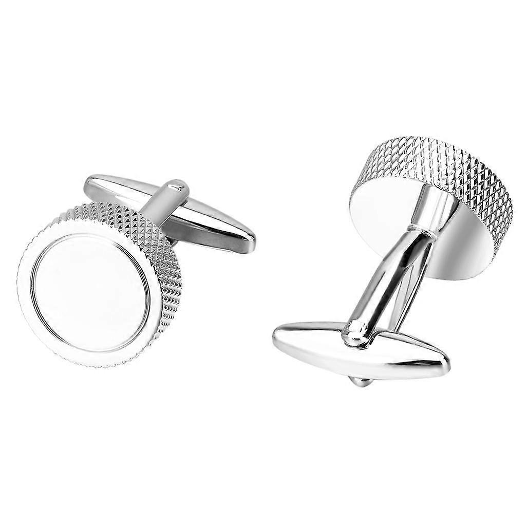 Solid Copper Silvertone Cufflink Formal Business Shirt Cuff Links 16x16mm